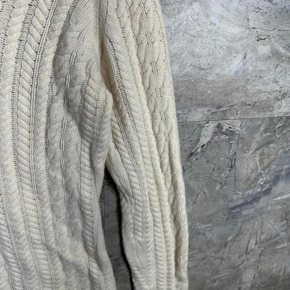 Neiman-Marcus Woman's 100%‎ Cashmere Cable Knit V-neck Pullover Sweater Ivory M - Picture 4 of 8